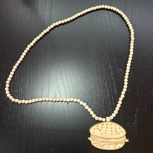 GoodWood NYC Cheeseburger Necklace‎ Wooden Pendant Wooden Beaded
